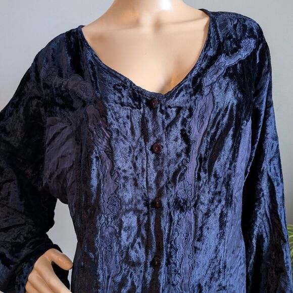 NWT Vintage 90s French Gear Blue Maxi Dress Mixed Media Boho Whimsygoth Size XL - Picture 4 of 12